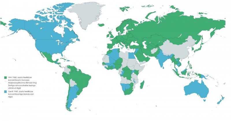 Genfi konventsiooniga liituvate riikide kaart