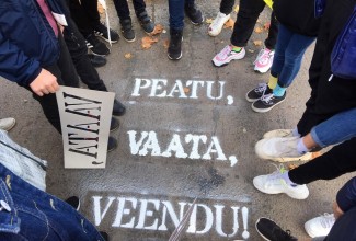Pildil on kojutatud liiklushariduse projekti "Peatu, vaata, veendu"